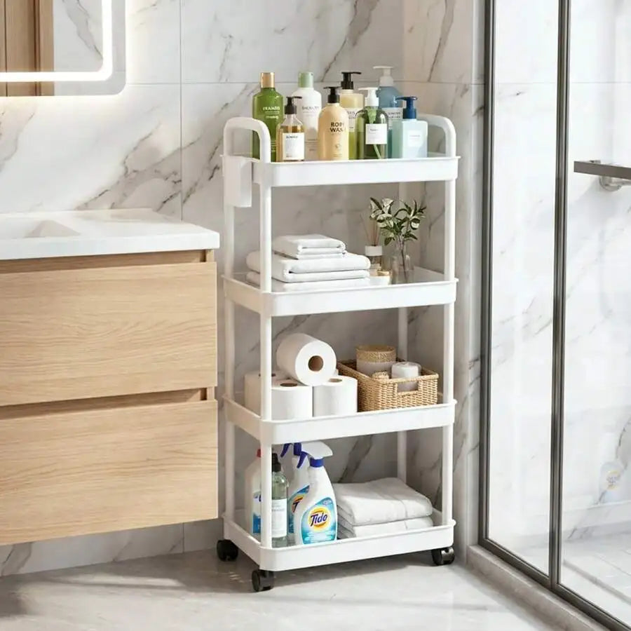 Multi Tier Metal Rolling Utility Storage Cart With Wheels