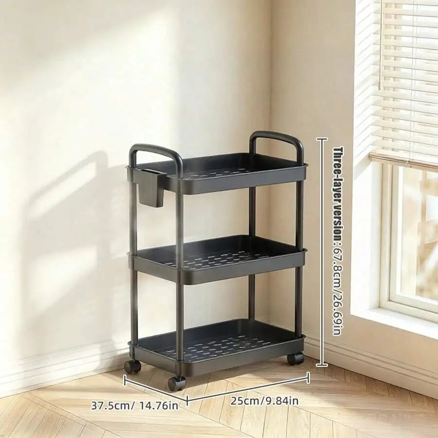 Multi Tier Metal Rolling Utility Storage Cart With Wheels