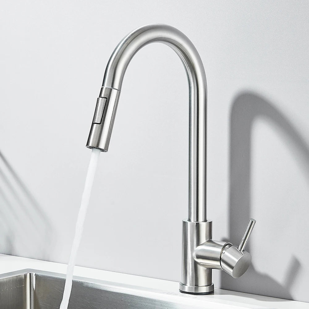 Myqualife Pull Out Deck Mounted Kitchen Sink Faucet Mixer Tap
