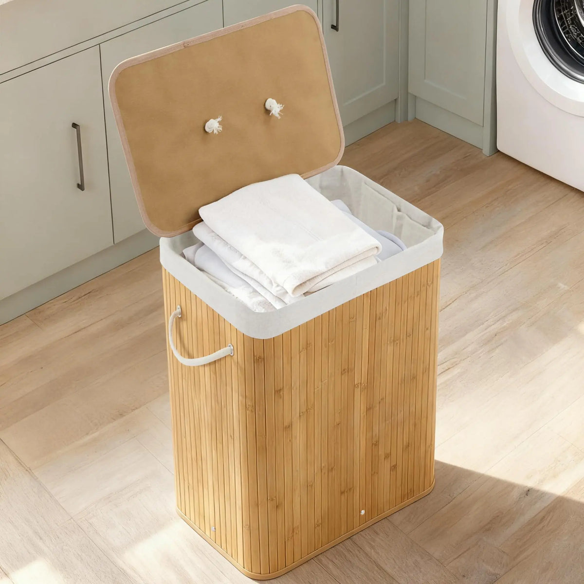 HiMISS Foldable Bamboo Laundry Hamper With Removable Liner