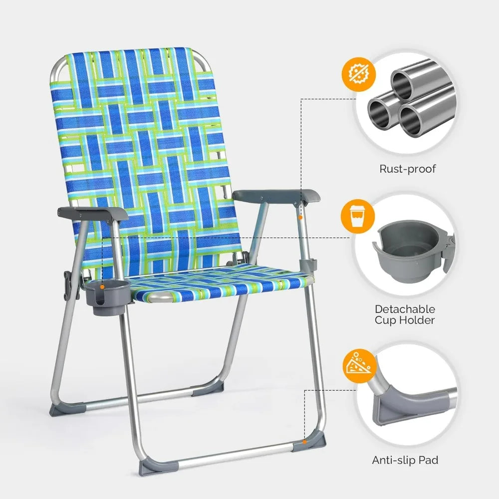 VINGLI Foldable Aluminum Patio Chairs With Cup Holders