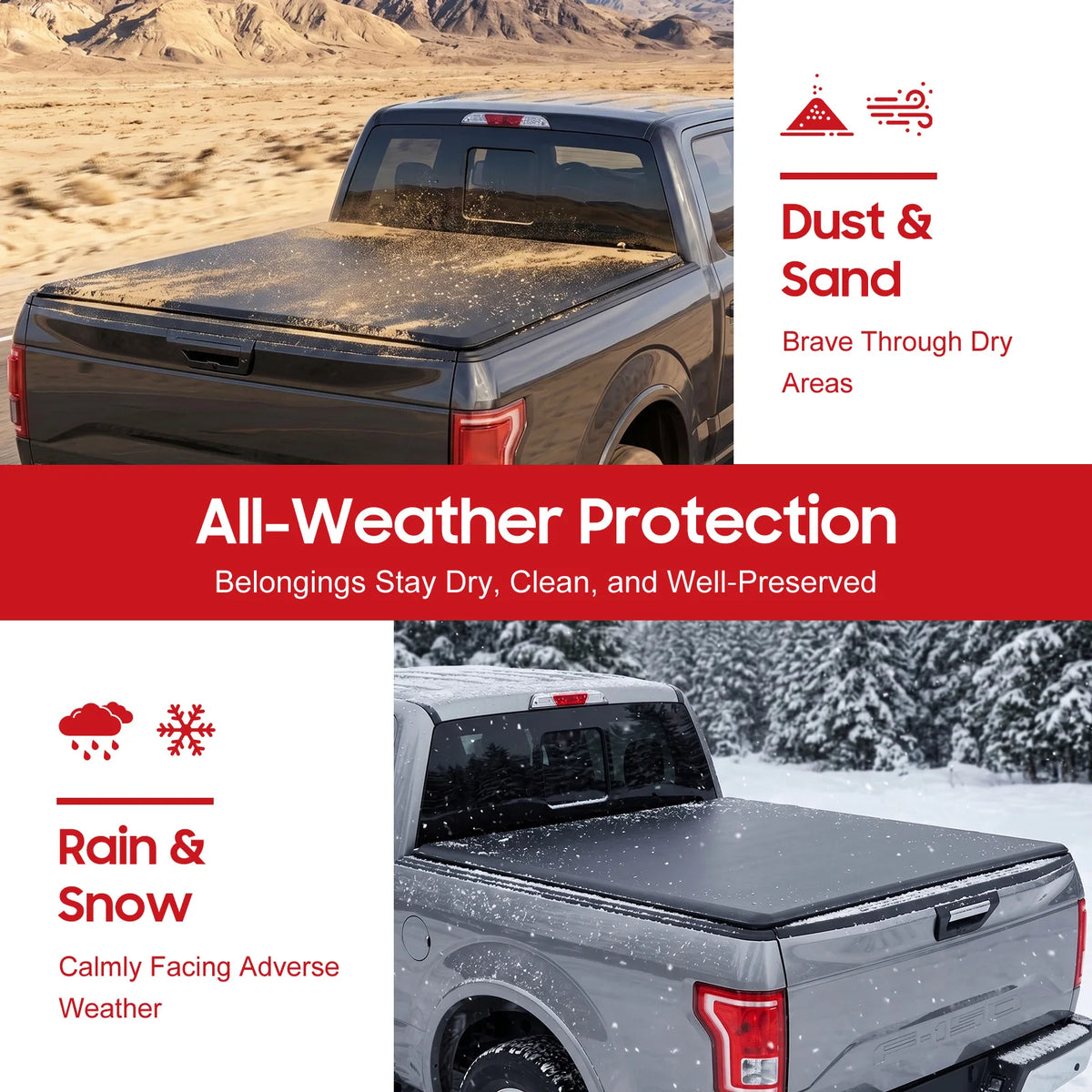 Bymaocar Soft Foldable Truck Bed Tonneau Cover For Pickup Vehicles