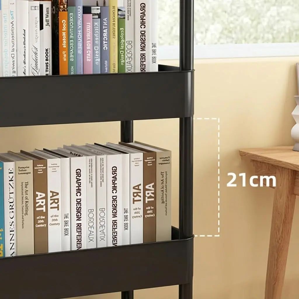 5 Tier Plastic Rolling Storage Cart With Handle For Kitchen