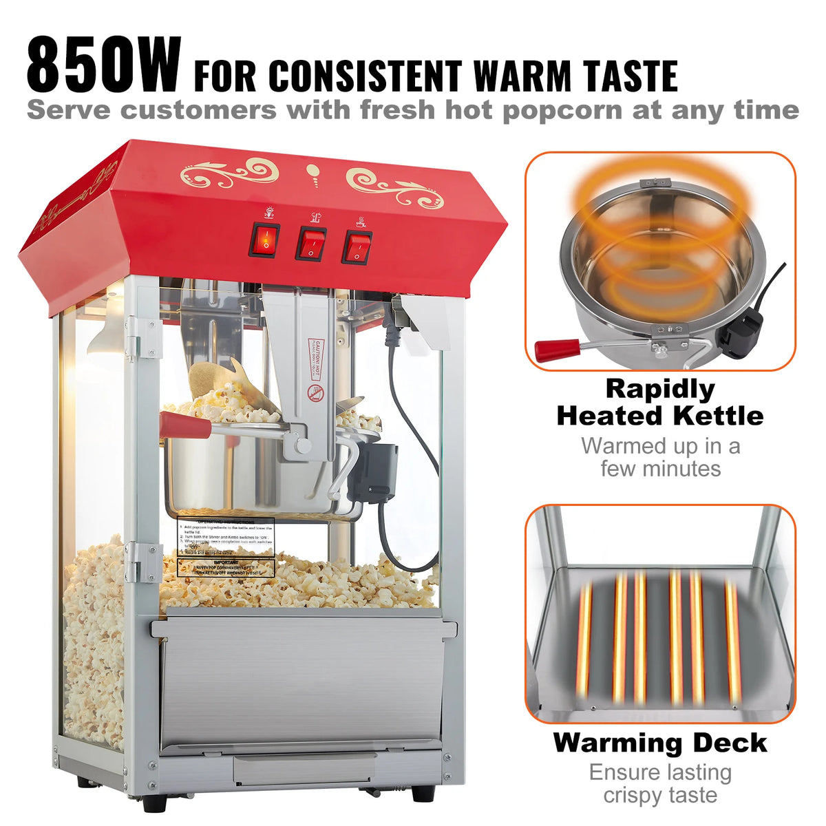 SucceBuy Commercial Electric Popcorn Maker with SUS304 Kettle