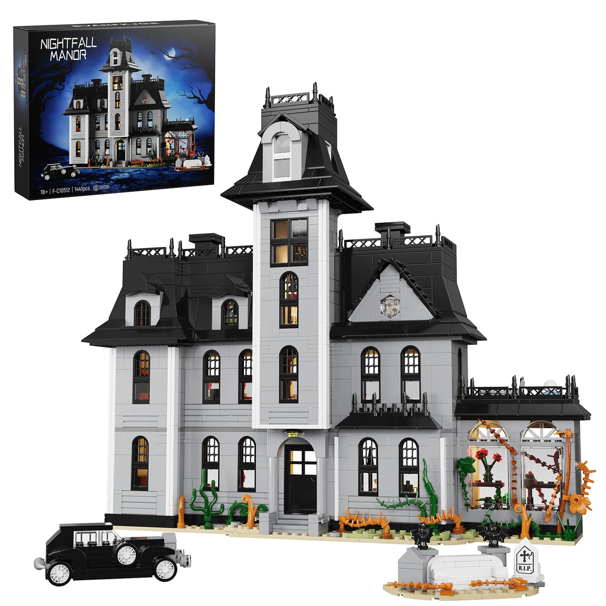 Gothic Nightfall Manor Building Blocks Set Architecture Desktop Ornament