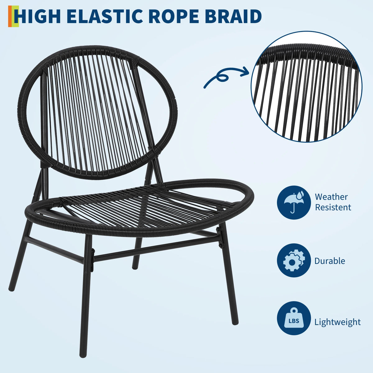 Modern Three Piece Acapulco Rattan Patio Bistro Set For Outdoors