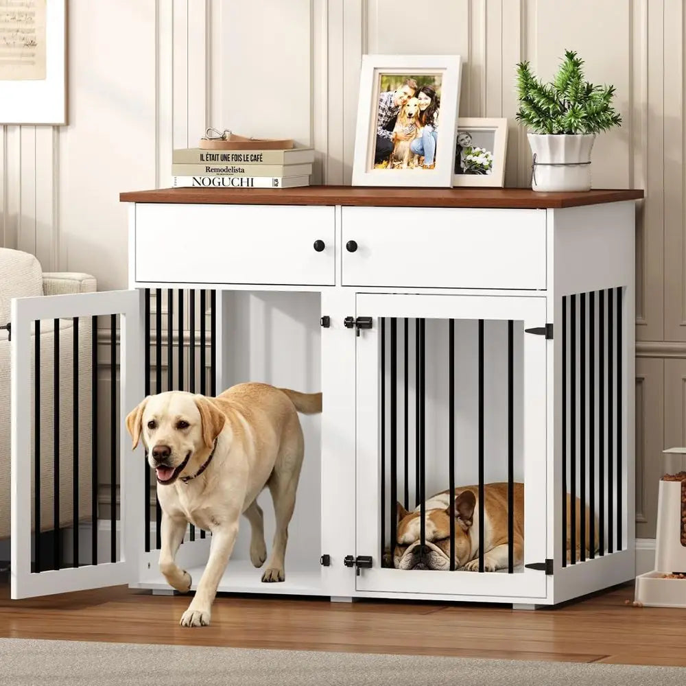 Modern Farmhouse Indoor Dog Crate With Removable Divider
