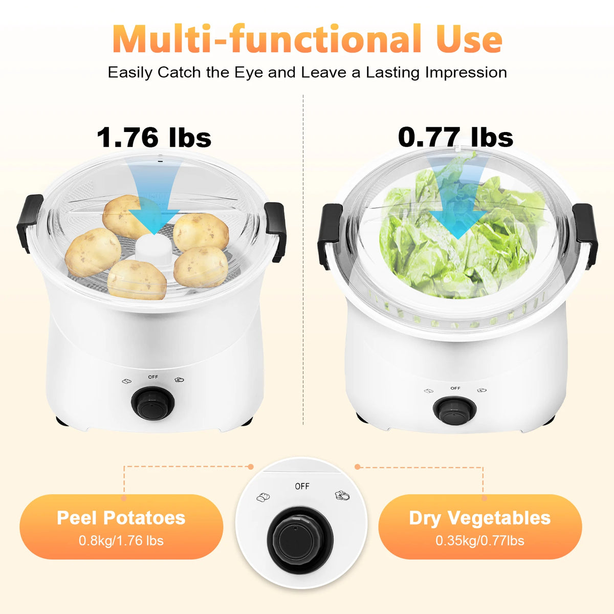 Automatic Electric Potato Peeler One Button Kitchen Tool
