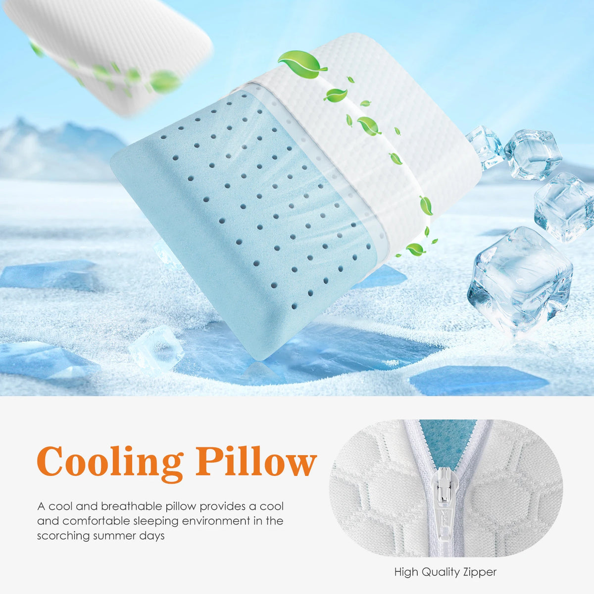`JHK Memory Foam Pillows With Removable Washable Cooling Cover.`