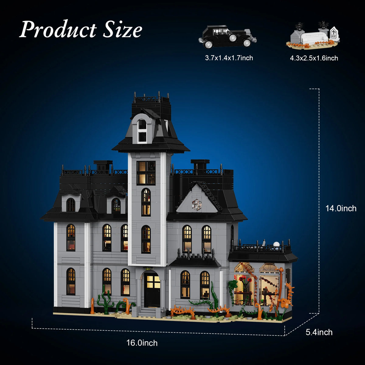 Gothic Nightfall Manor Building Blocks Set Architecture Desktop Ornament