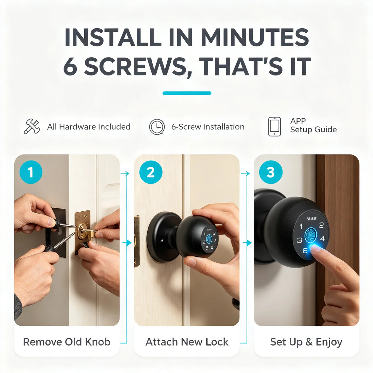 Viladepot Smart Interior Door Lock With Fingerprint And Keypad