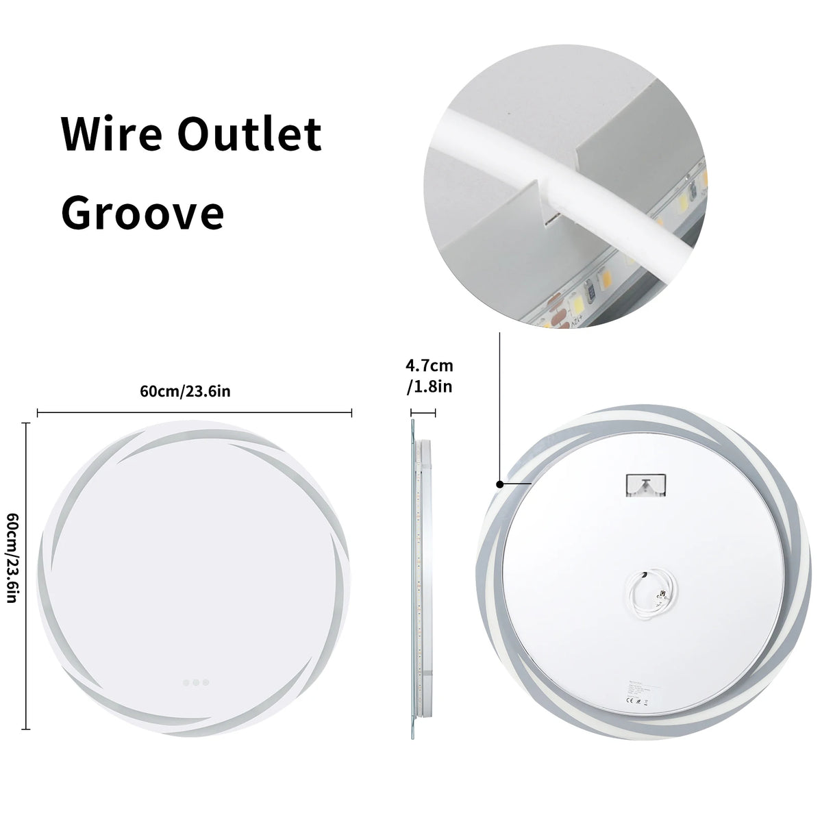 Anti Fog LED Wall Mounted Bathroom Mirror With Adjustable Backlight