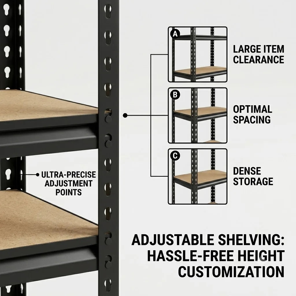 Adjustable Heavy Duty Five Tier Metal Storage Shelving Rack