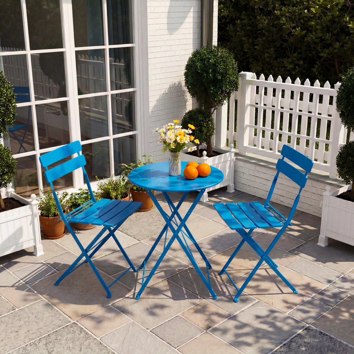 Tuarex Three Piece Folding Steel Bistro Set For Patio