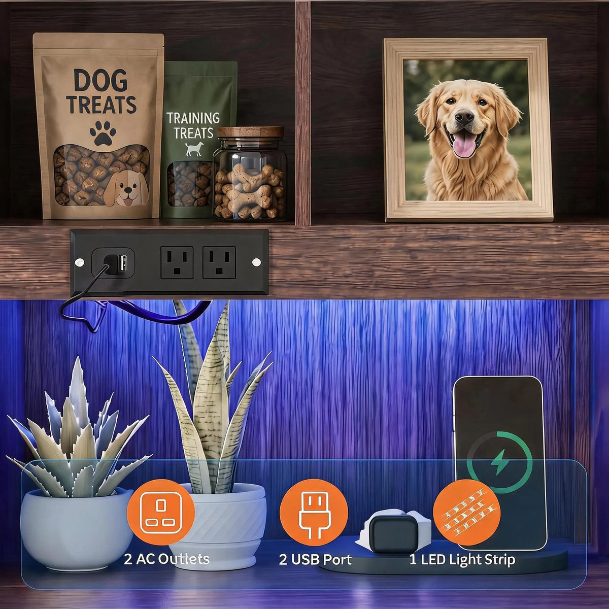 Premium Wooden Dog Crate Furniture Nightstand For Small Pets