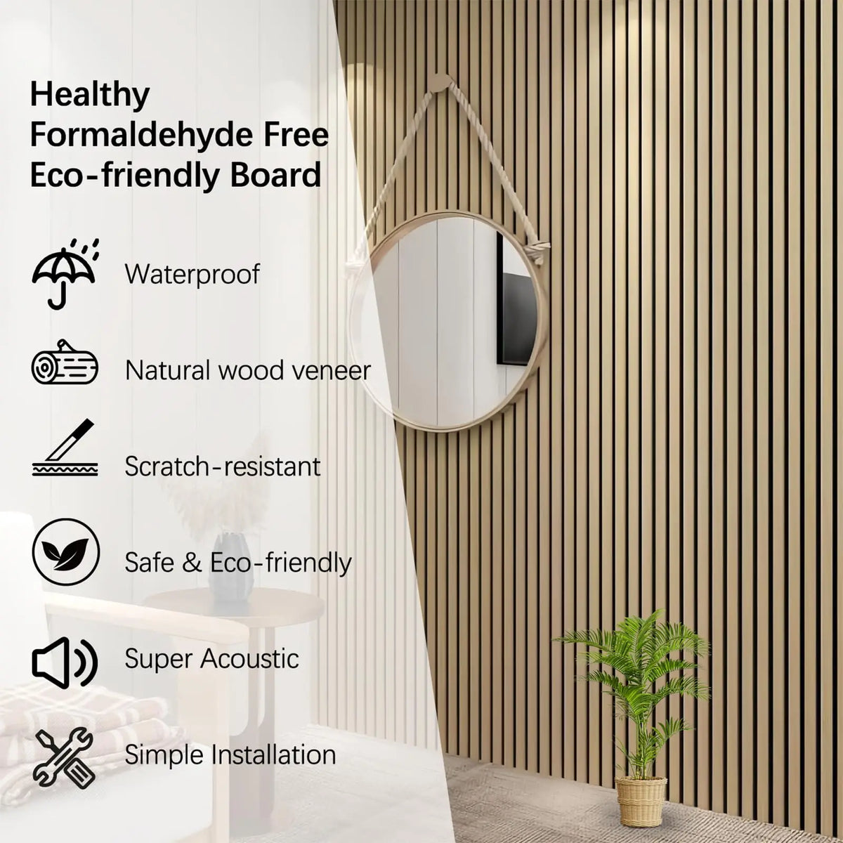 Genuine Oak Wood Veneer 3D Acoustic Wall Panels For Decor