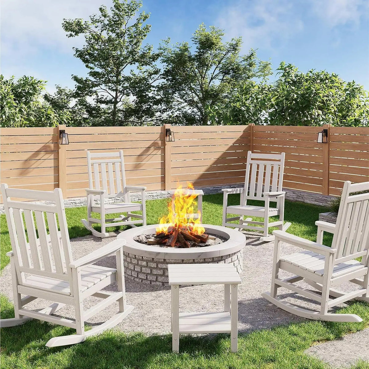 Garvee All Weather Rocking Chair Set With Side Table
