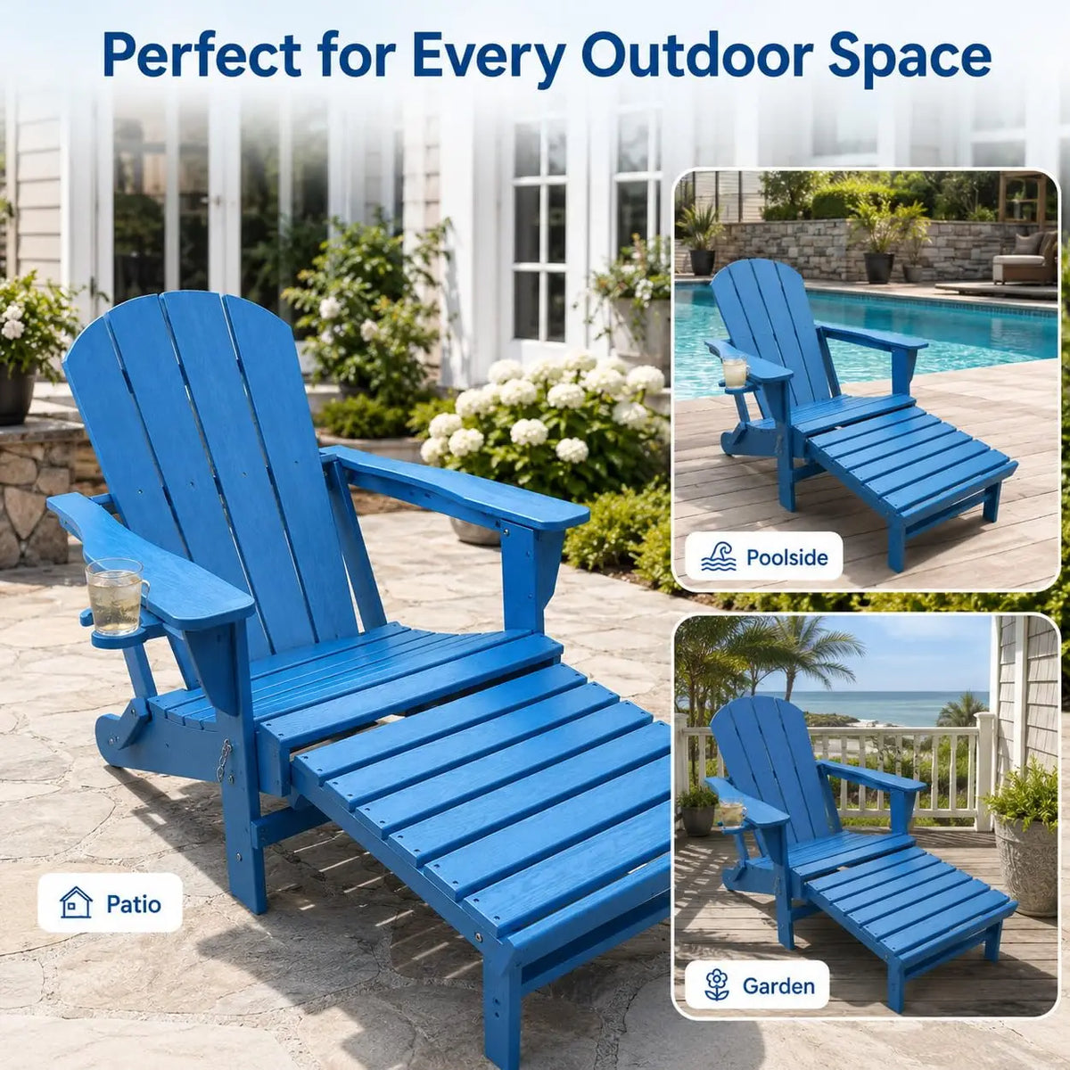 Sunvasagoo Folding Hdpe Adirondack Chair With Retractable Ottoman
