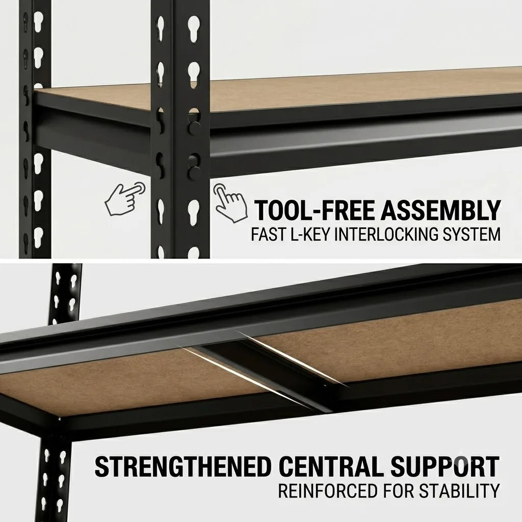 Adjustable Heavy Duty Five Tier Metal Storage Shelving Rack