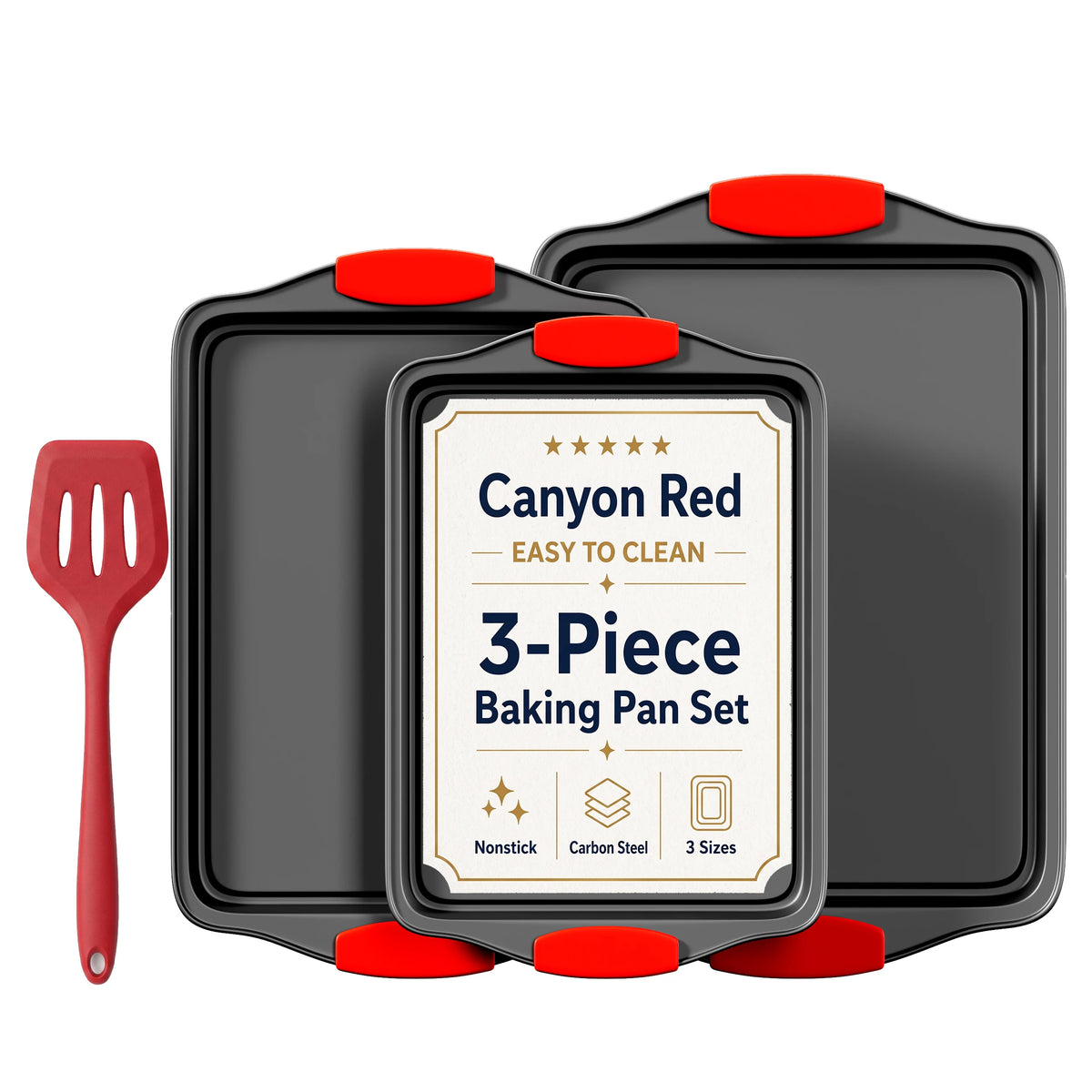 Premium Nonstick Baking Dish Set With Insulated Silicone Handles