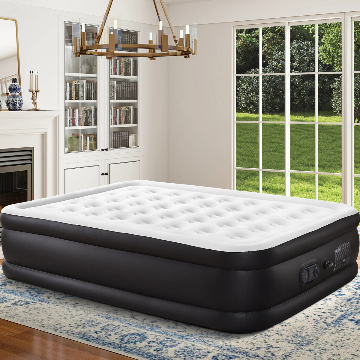 JHK Plush Air Mattress With Integrated Pump And Flocking Surface