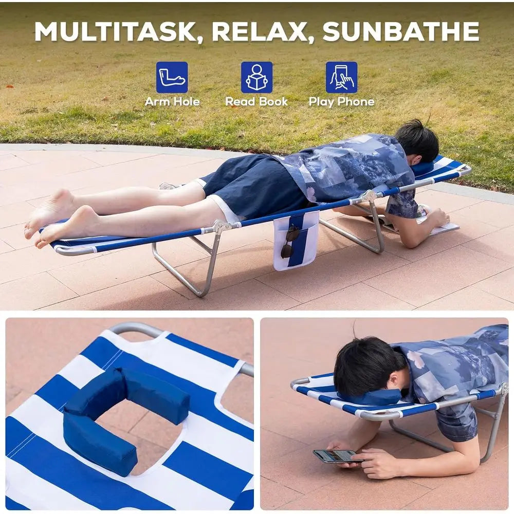 2 Pack Reclining Tanning Chair With Five Position Back Support
