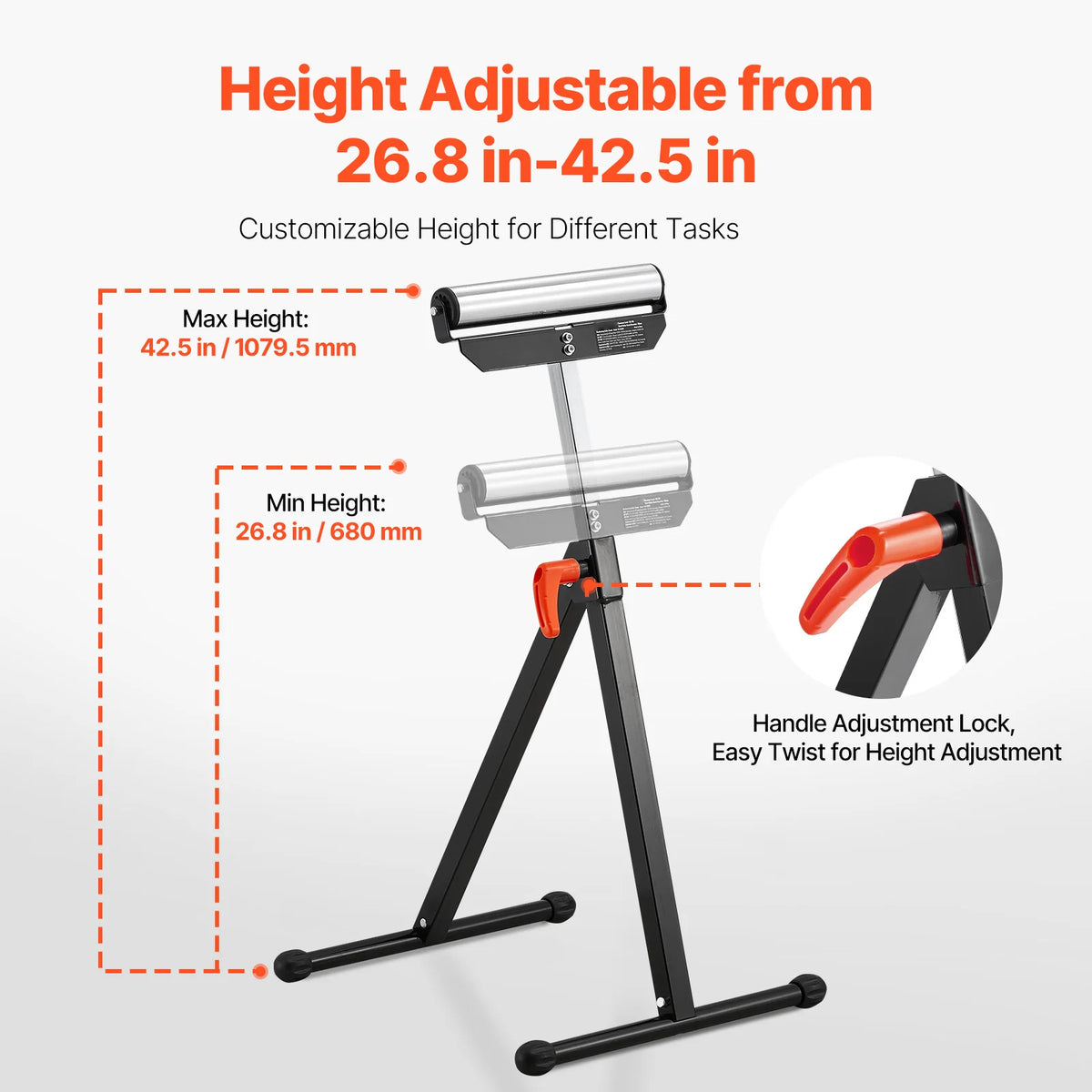Succebuy Adjustable Steel Roller Stand For Woodworking Extension Support