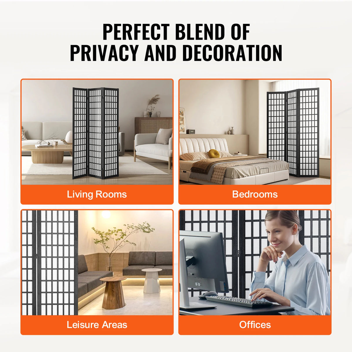 SucceBuy Wood Folding Privacy Screen Room Divider Decor