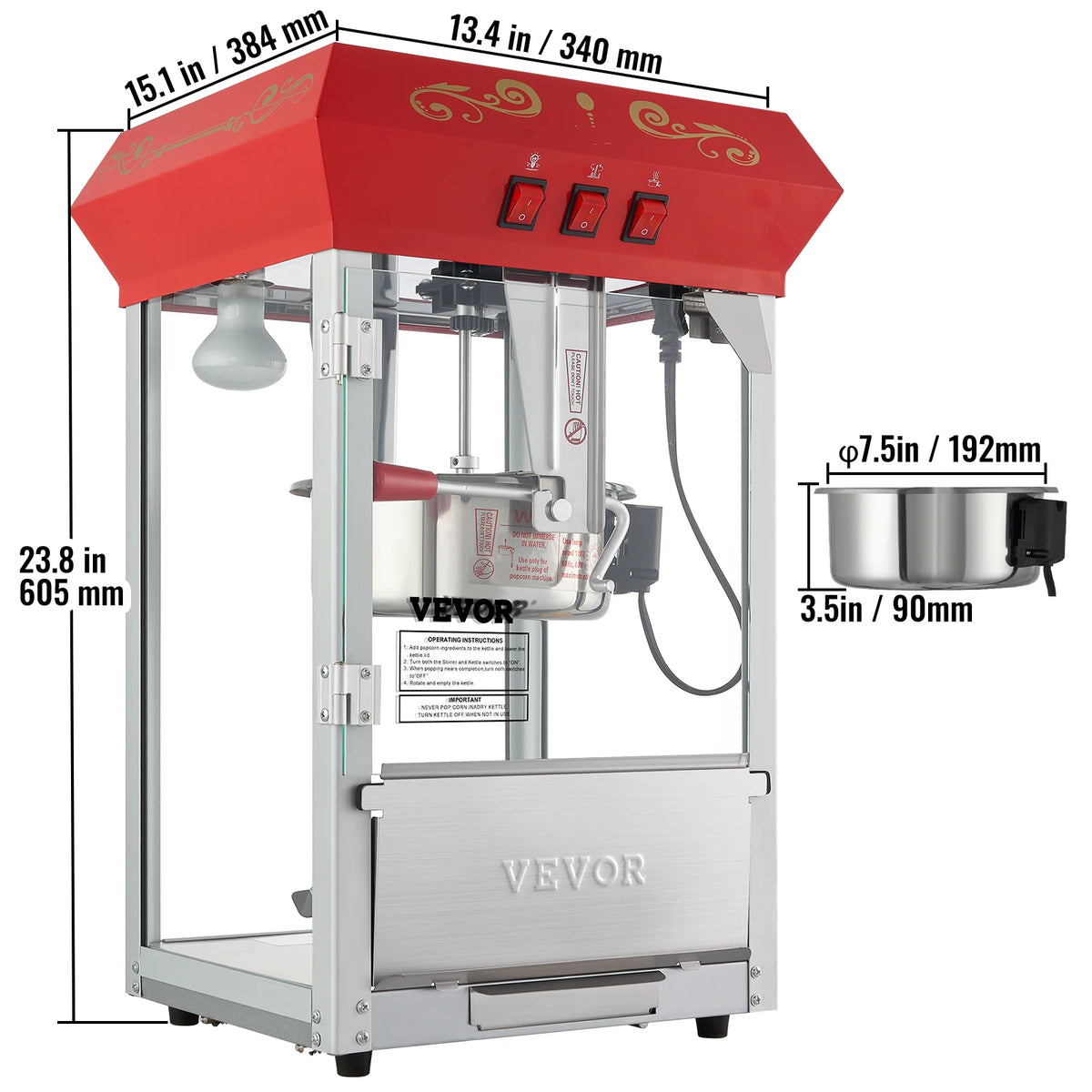 SucceBuy Commercial Electric Popcorn Maker with SUS304 Kettle