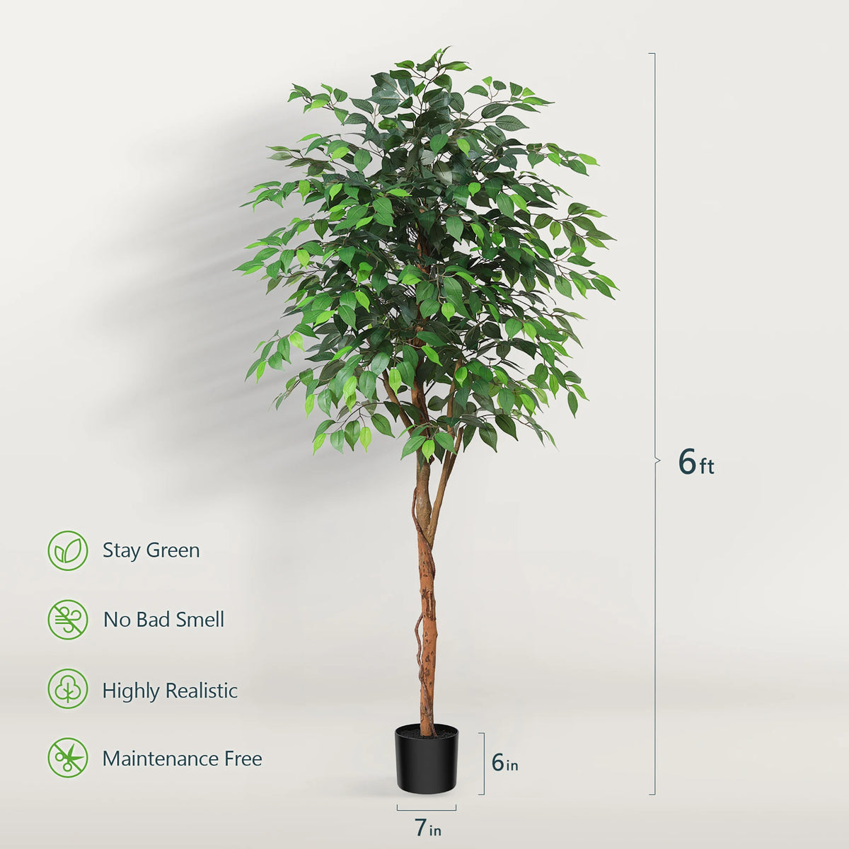 Dr Planzen Artificial Ficus Tree With Natural Trunk And Leaves