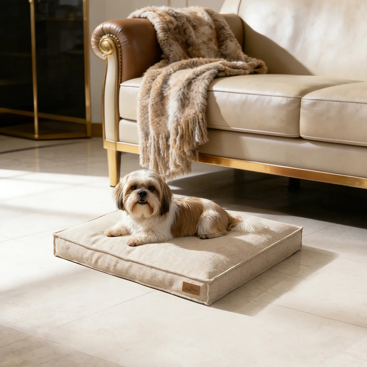 Bingopaw Waterproof Cotton Dog Bed With Foam Base Support