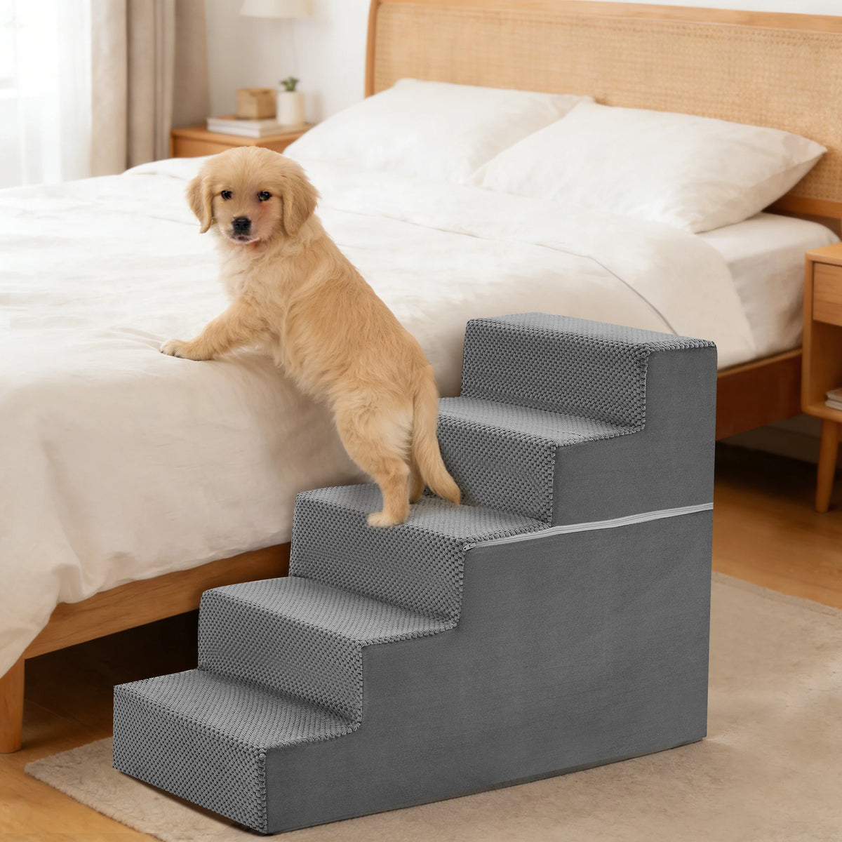 Foam Pet Dog Stairs With Curved Steps For Indoor Use