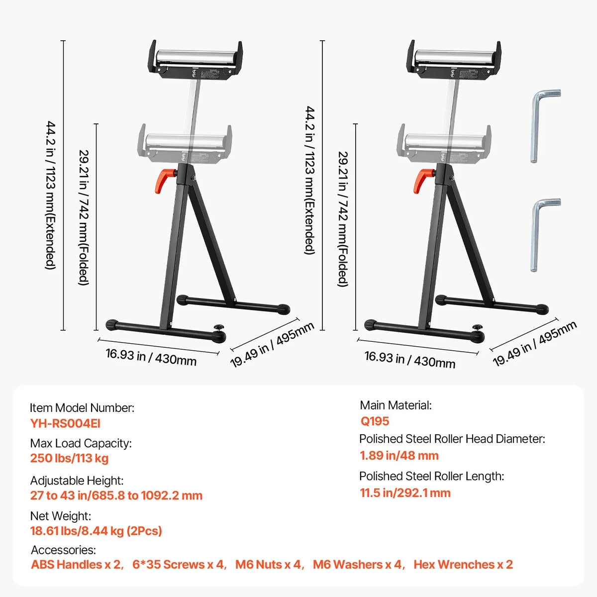 Succebuy Adjustable Steel Roller Stand For Woodworking Extension Support