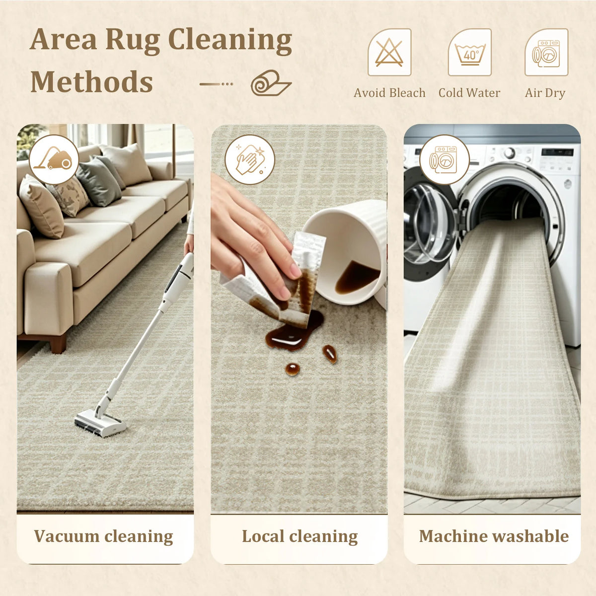 Modern Soft Velvet Striped Area Rug With Non Slip Backing