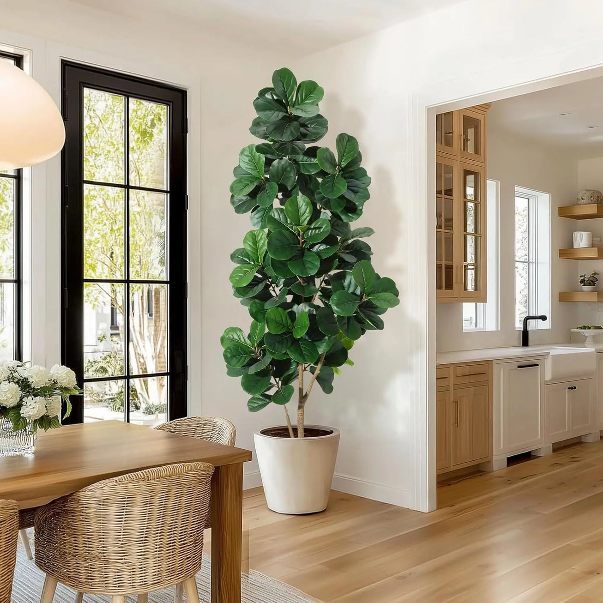 HiMiss Artificial Fiddle Leaf Fig Tree With Planter
