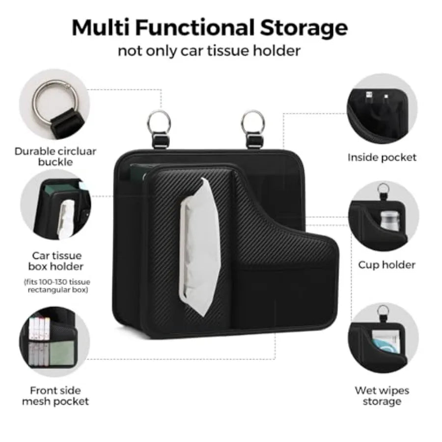 Artificial Leather Car Tissue Holder Cup Holder Back Seat Storage