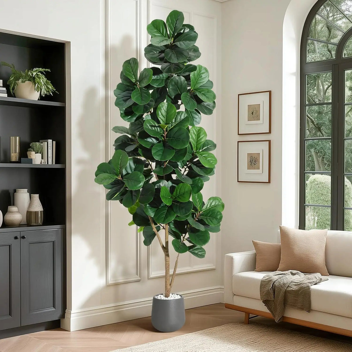 HiMiss Artificial Fiddle Leaf Fig Tree With Planter