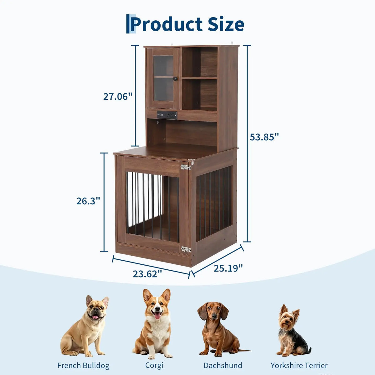 Premium Wooden Dog Crate Furniture Nightstand For Small Pets