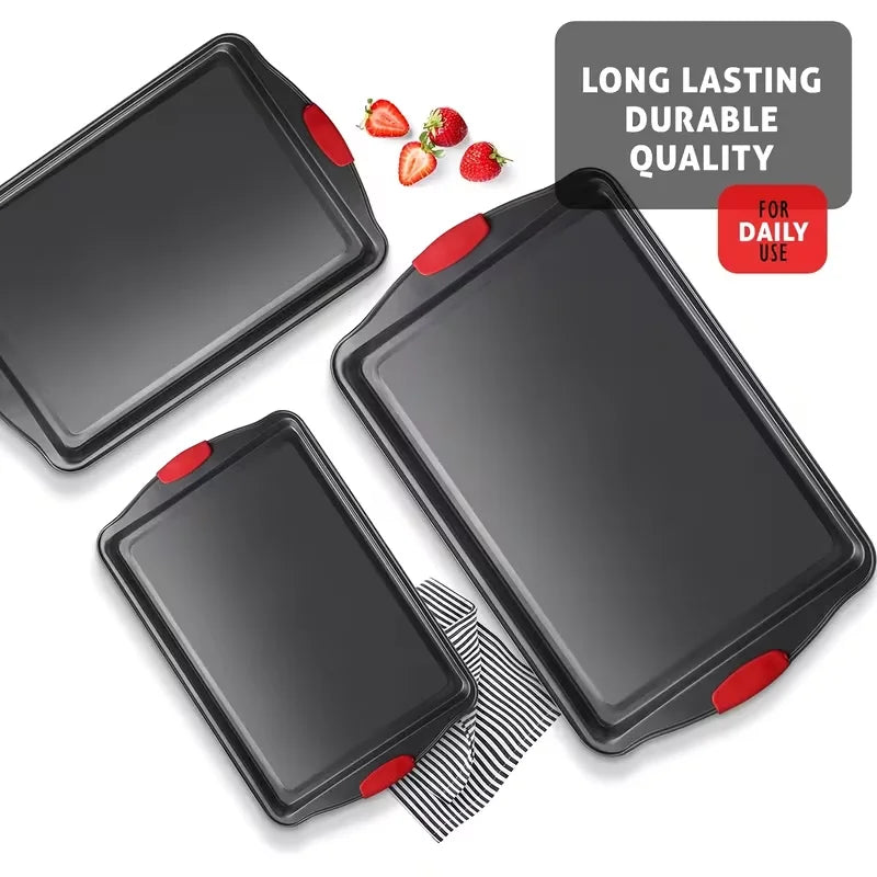 Premium Nonstick Baking Dish Set With Insulated Silicone Handles