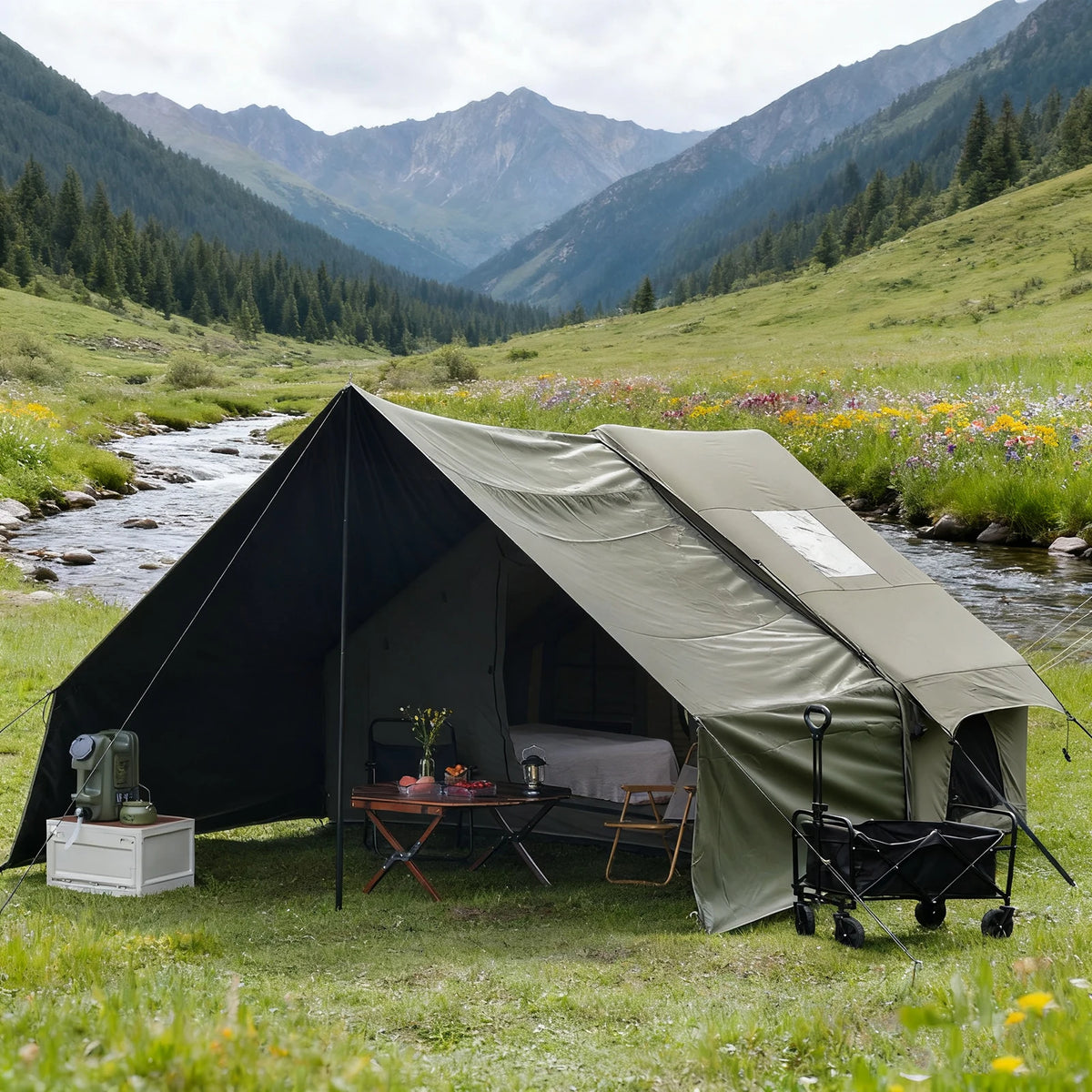 Pakicetus Inflatable Camping Tent With Roof Window And Carry Bag