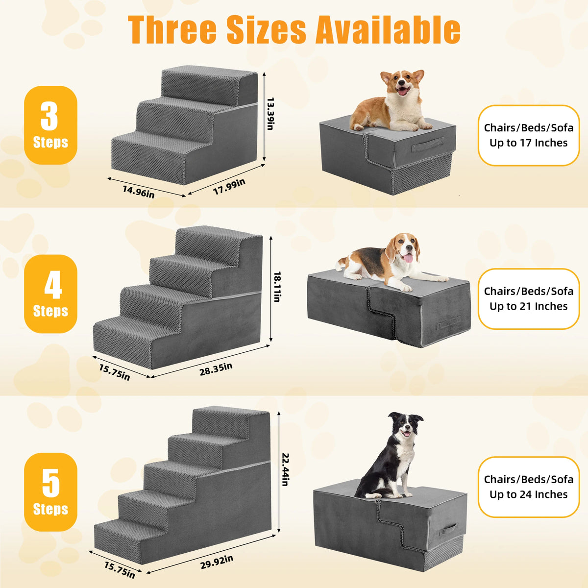 Foam Pet Dog Stairs With Curved Steps For Indoor Use