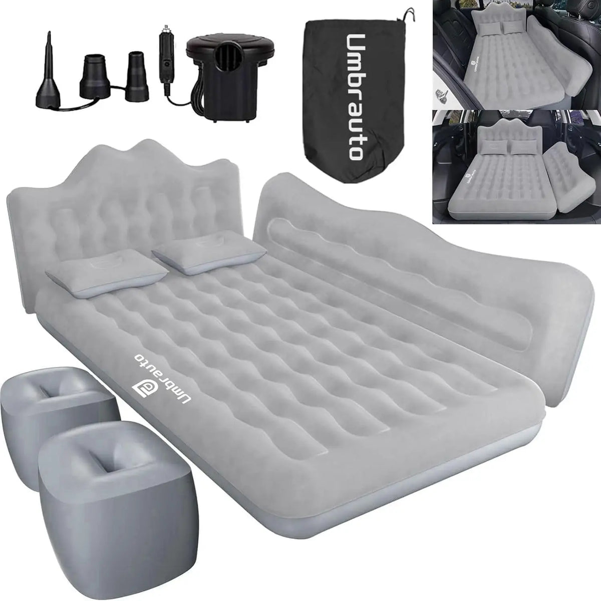 Umbrauto Inflatable Car Air Mattress With Pump For SUV Camping