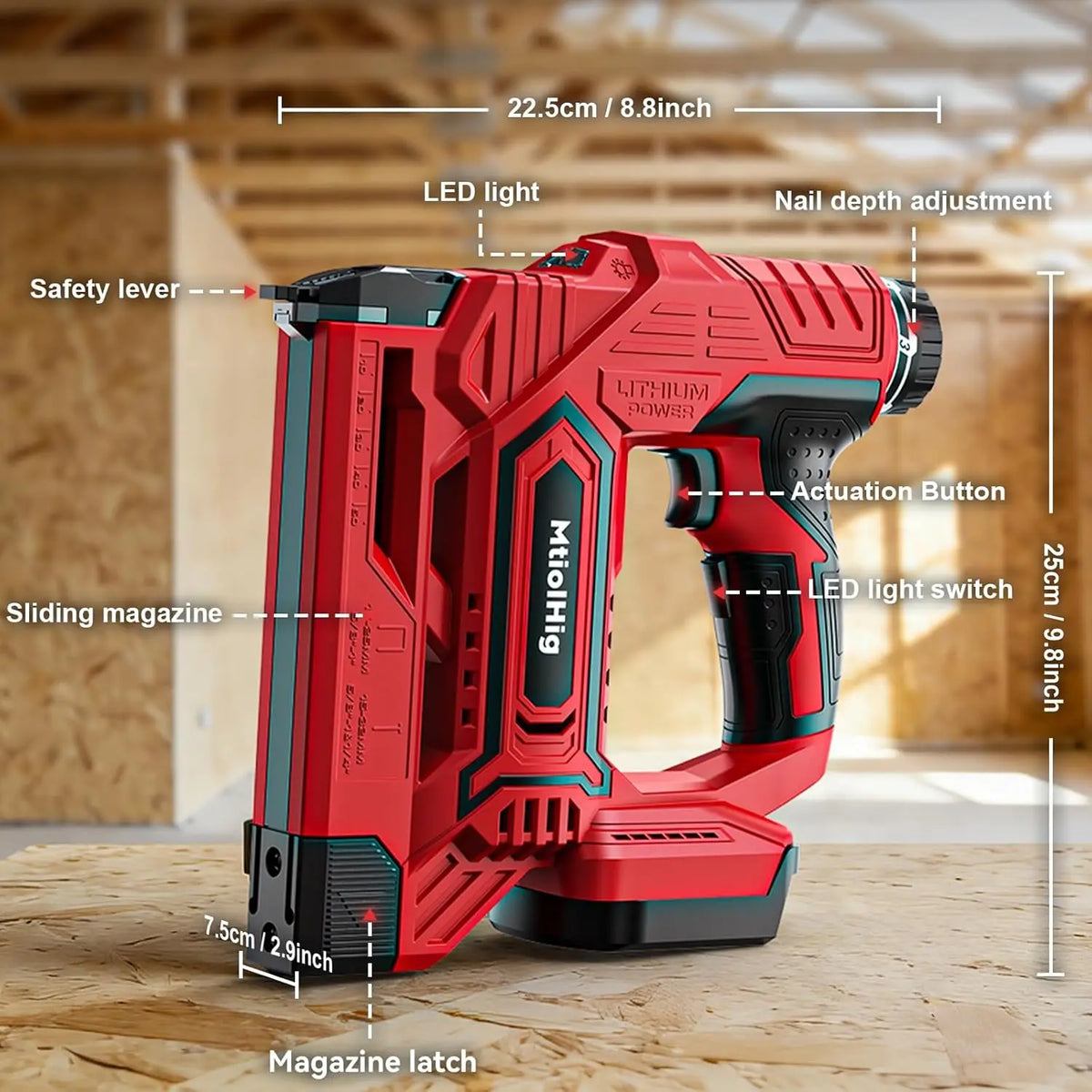 SHXI Cordless Brad Nailer And Staple Gun For Woodworking