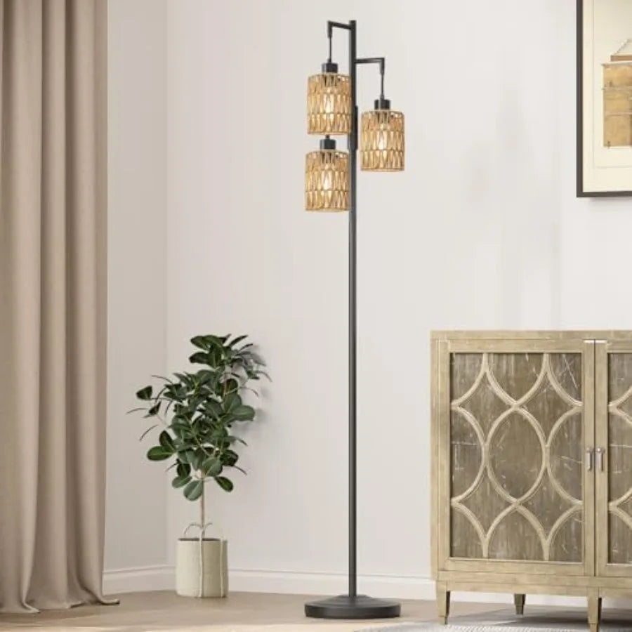 Stepless Dimmable Boho Industrial Corner Standing Floor Lamp