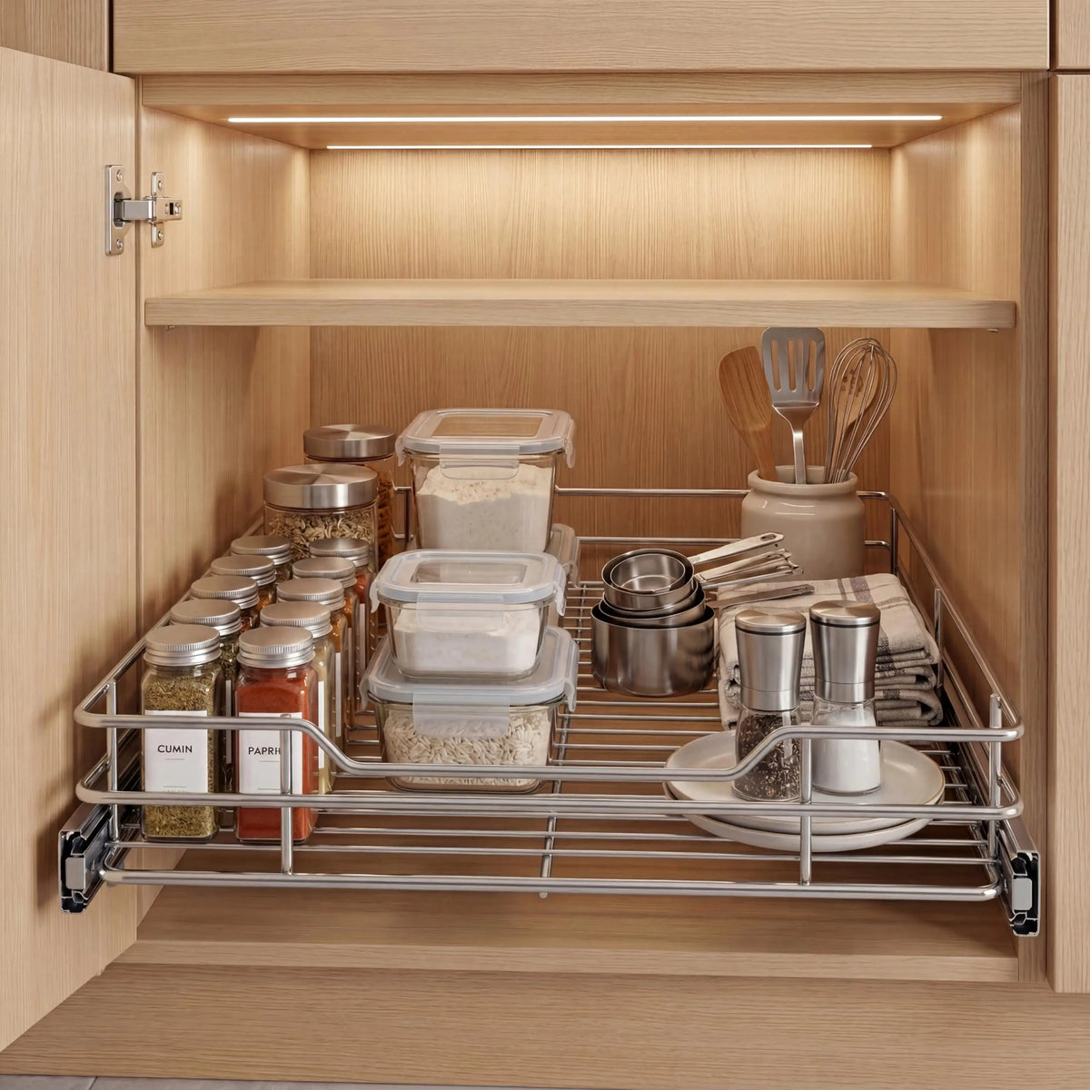 HiMISS Stainless Steel Pull Out Kitchen Cabinet Organizer