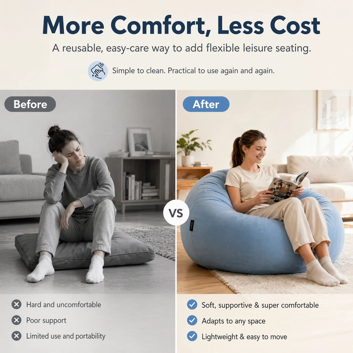 Wonflex Inflatable Ball Sofa Portable Round Air Bean Bag Chair