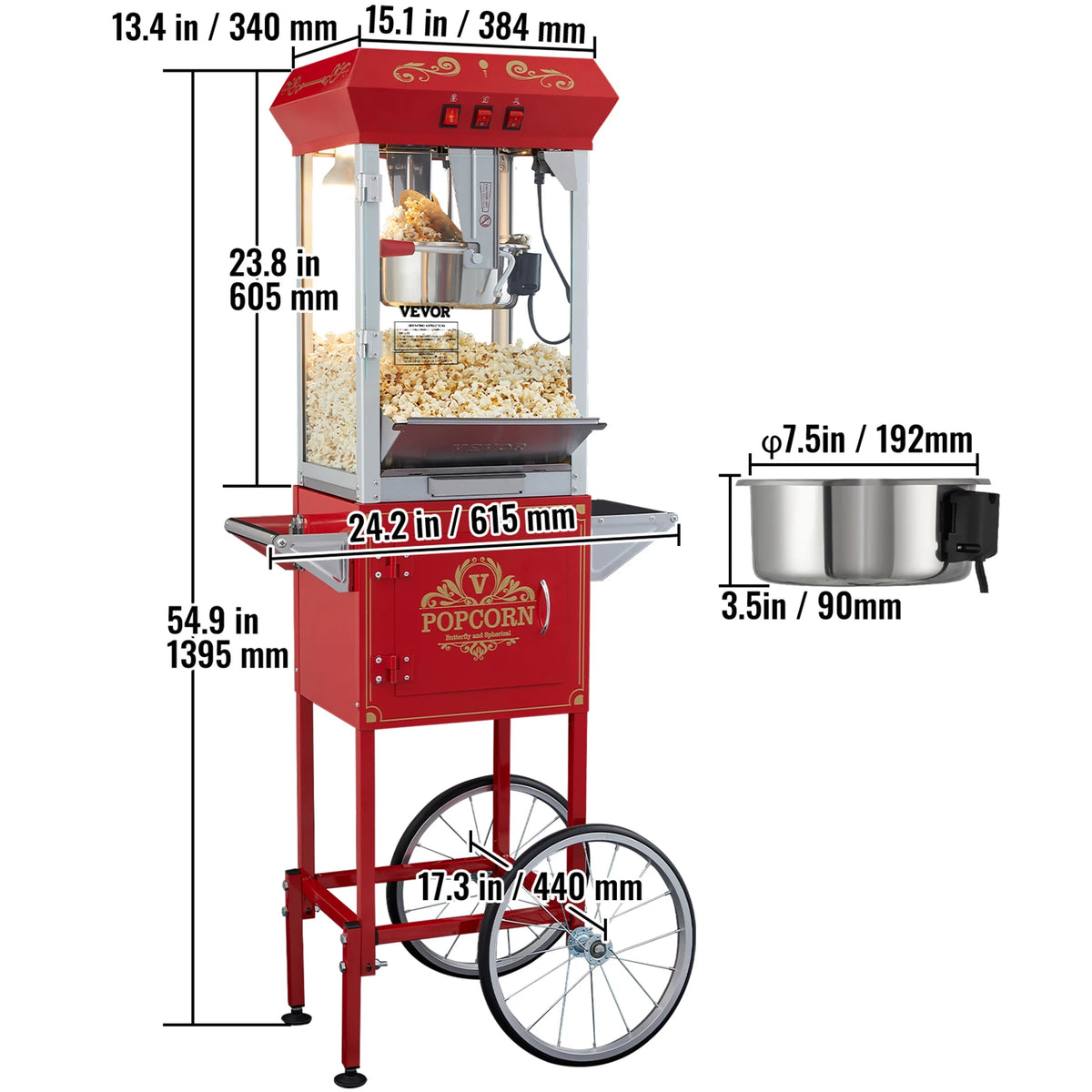 SucceBuy Commercial Electric Popcorn Maker with SUS304 Kettle