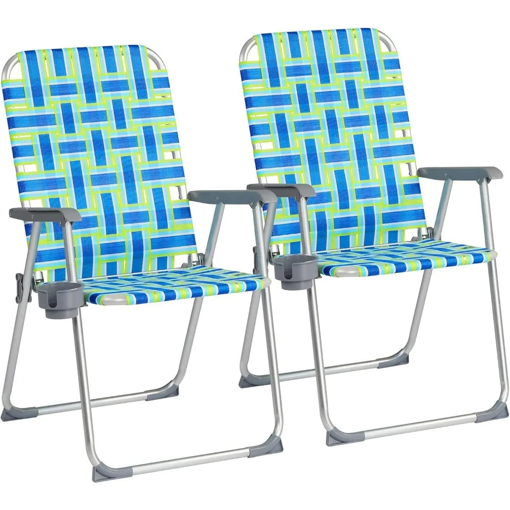 VINGLI Foldable Aluminum Patio Chairs With Cup Holders