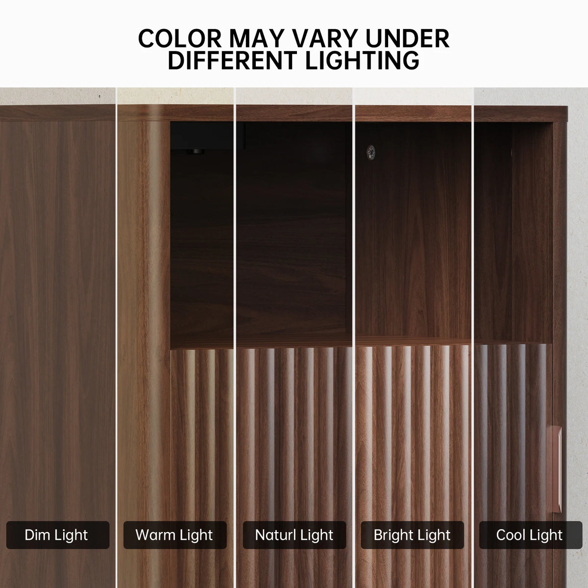 TinyNest Fluted Wood Nightstand With Charging Station