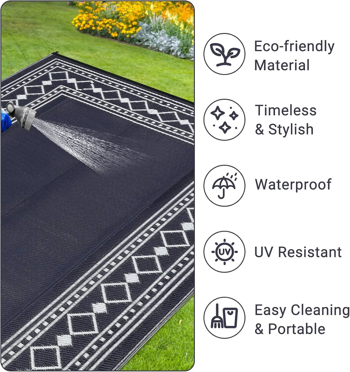Garvee Waterproof Washable Polyester Flocking Living Room Area Rug